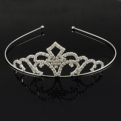 Fashionable Wedding Crown Rhinestone Hair Bands, Headpiece, Bridal Tiaras, with Iron and Brass Base, Crystal, 120mm