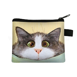 Lindo gato carteras con cremallera de poliéster, monederos rectangulares, monedero para mujeres y niñas, amarillo champagne, 11x13.5 cm
