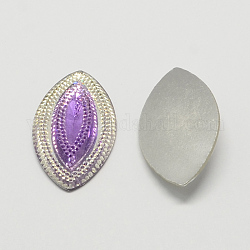 Horse Eye Resin Cabochons, Silver Bottom Plated, Medium Purple, 53x33x8mm, about 80pcs/bag