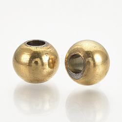 Perles en 304 acier inoxydable avec placage sous vide, ronde, or, 4x3mm, Trou: 1.5mm