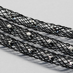 Filo tubolare, corda di filo netto plastico, con vene d'argento, nero, 4mm, 50 iardae / pacco