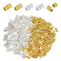 200 Sets 2 Farben Messing Schraubverschlüsse, für die Herstellung von Halsketten, Kolumne, Golden & Silver, 7x4 mm, Bohrung: 0.7 mm, 100 Sätze / Farbe