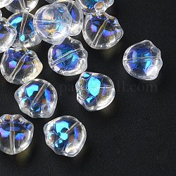 35pcs perles de verre transparentes peintes à la bombe, impression de patte de chat, clair ab, 11x12x8.5mm, Trou: 1.2mm