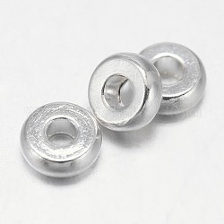Flat Round Brass Spacer Beads, Silver Color Plated, 5x2mm, Hole: 2mm