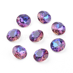 Apuntado hacia atrás & dorso plateado Diamante de imitación de cristal Cabujones, Grado A, facetados, plano y redondo, azul violeta, 8x4.5mm