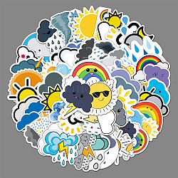 50Pcs Weather Theme PVC Self-Adhesive Cartoon Stickers, Waterproof Decals for Party Decorative Presents, Kid's Art Craft, Mixed Color, 55~85mm