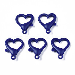 Undurchsichtige Karabinerverschlüsse aus Acryl, Herz, Blau, 26.5x22x6.5 mm, Bohrung: 3 mm