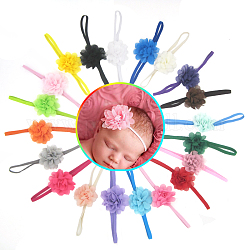 Elastische Babystirnbänder für Mädchen, Haar-Accessoires, mit Spitze Blume, Mischfarbe, 13.4 Zoll ~ 14.96 Zoll (340~380 mm)