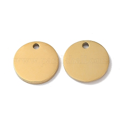 304 Stainless Steel Charms, Stamping Blank Tag, Flat Round Charm, Real 18K Gold Plated, 12x1.3mm, Hole: 1.6mm