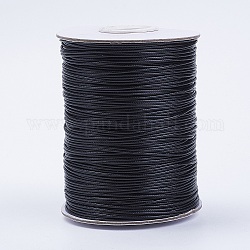 Korean Waxed Polyester Cord, Black, 1mm, about 185yards/roll
