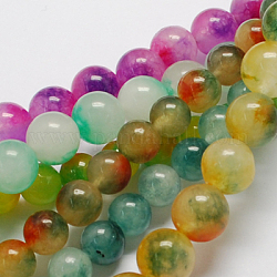 Two Tone fili di perle di giada naturale, tinto, tondo, colore misto, 14mm, Foro: 2 mm, circa 28pcs/filo, 15.3 pollice