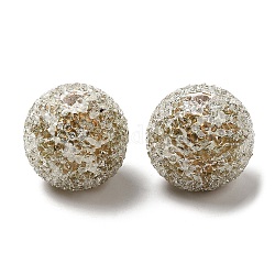 Perles européennes en bois peint par pulvérisation avec strass, Perles avec un grand trou   , ronde, verge d'or, 18x16.5mm, Trou: 4.1mm