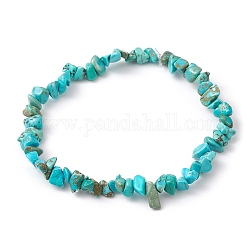 Bracelets extensibles en perles de howlite naturelle pour femmes, diamètre intérieur : 2-1/4~2-1/2 pouce (58~62 mm)
