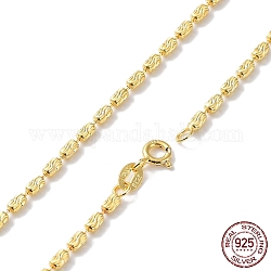 925 Sterling Silver Bead Chains Necklace for Women, Textured, with 925 Stamp & Spring Clasp, Real 18K Gold Plated, 18 inch(45.6cm)
