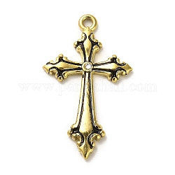 304 Stainless Steel Enamel with Cubic Zirconia Pendant, Long-Lasting Plated, Cross, Antique Golden, 35x21x3mm, Hole: 1.8mm