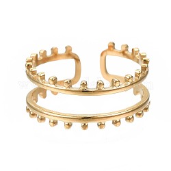 304 anello a polsino aperto a doppia linea in acciaio inossidabile, grosso anello cavo per le donne, oro, misura degli stati uniti 6 3/4 (17.1mm)