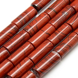 Column Natural Red Jasper Beads Strands, 25x12mm, Hole: 1mm, about 13pcs/strand, 15 inch