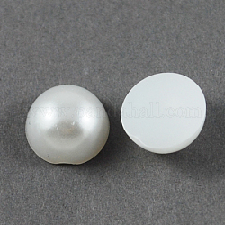 Cabochons en plastique ABS d'imitation nacre, demi-rond, blanc, 2.5x1.25mm