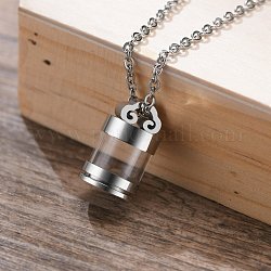 Stainless Steel Column Urn Ashes Pendant Necklace, Memorial Jewelry for Men Women, Stainless Steel Color, 23.62 inch(60cm)