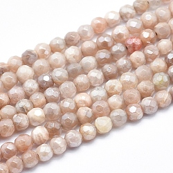Galvaniser des perles de pierre de soleil naturelles, facette, ronde, 4mm, Trou: 0.8mm, Environ 103 pcs/chapelet, 15.7 pouce