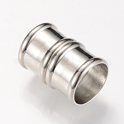 Brass Magnetic Clasps with Glue-in Ends, Column, Platinum, 20x14x14mm, Half Hole: 12mm