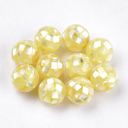 Perline di resina, con guscio giallo, tondo, giallo, 10~10.5mm, Foro: 1 mm