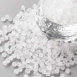 Perles de rocaille en verre, couleurs mates, ronde, blanc, 3mm