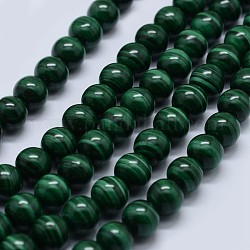 Natur Malachit Perlen Stränge, Klasse AA, Runde, 8 mm, Bohrung: 0.7 mm, ca. 48 Stk. / Strang, 15.5 Zoll (39.5 cm)