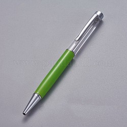 Penne a sfera creative del tubo vuoto, con refill per penna a inchiostro nero all'interno, per fai da te scintillio resina epossidica penna a sfera in cristallo penna erbario creazione, argento, verde giallo, 140x10mm