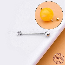 925 épingle à vis en argent sterling plaqué rhodium sur œillet, épingle perlée, pour la fabrication de bijoux, platine, 19 jauge, 13.3mm, balle: 3 mm, pin: 0.94 mm, Trou: 1.4mm