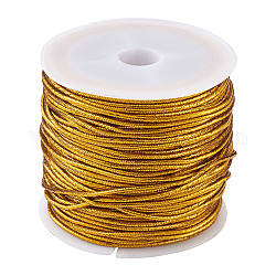 Cordon elástico redondo, con exterior de poliéster y caucho en el interior, oro, 1 mm, aproximamente 25 m / rollo