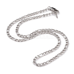 304 collar de cadena figaro de acero inoxidable para hombre, con cierre de langosta, color acero inoxidable, 20 pulgada (51 cm)
