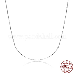 925 Sterling Silver Satellite Chains Necklaces, Platinum, 15.75 inch(40cm)