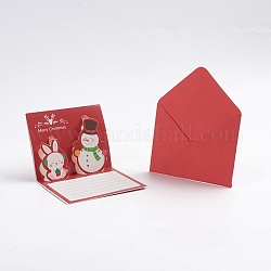 Biglietti di auguri pop-up natalizi e set di buste, divertenti cartoline 3d vacanza uniche, regali per natale, modello di coniglio e pupazzo di neve, rosso, 8.5x10.5x0.01cm, 81x10x0.04cm