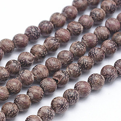 Chapelets de perles en bois de santal naturelles, ronde, teinte, 10mm, Trou: 1mm, Environ 39 pcs/chapelet, 15.55 pouce (39.5 cm)