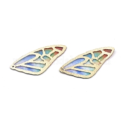 Fashion DIY Earrings Jewelry Accessories, Imitation Metal Cloth Pendants, Wing, Colorful, 30x14x0.6mm, Hole: 0.8mm