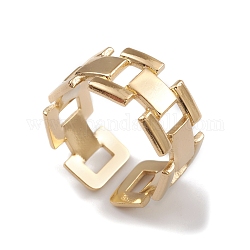 Placcatura ionica (ip) 304 anello per polsino aperto rettangolare scavato in acciaio inossidabile per donna, vero placcato oro 14k, diametro interno: 17.2mm