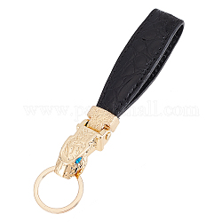 Chgcraft 1pcs porte-clés en cuir pu, avec accessoires et anneau en alliage de zinc, or clair, 15.2x2.15 cm