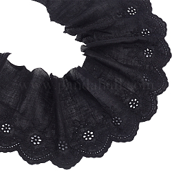 Mayjoydiy 米国 4.7~5 ヤード綿刺繍フラワーリボン  フラット  ブラック  5-5/8~6インチ（142~152mm）