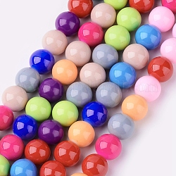 Backen Farbe Glasperlen Stränge, Runde, Mischfarbe, 10 mm, Bohrung: 1 mm, ca. 43 Stk. / Strang, 16 Zoll