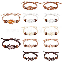 Ph pandahall 10 pièces porte-bracelet en cristal, Bracelets porte-pierre, cage en pierre vide, cordon, bracelets réglables en nylon tressé, support à quartz pour la fabrication de bracelets à faire soi-même, 5 couleurs