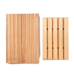 Ahadermaker 2 pièces 2 style porte-savon en bambou de type vague, avec tapis antidérapant en silicone et porte-savon en bambou, économiseurs de savon pour pain de savon, rectangle, couleur mixte, 62.5~80.5x106~121.5x16mm, 2 style, 1pc / style, 2 pcs