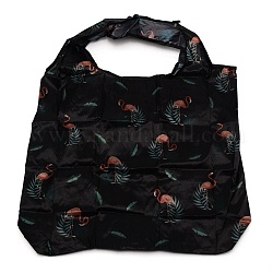 Eco-Friendly Polyester Portable Shopping Bag, Collapsible Shopping Bag, Flamingo Pattern, 63~64x43~44x0.05cm