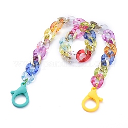 Collares personalizados de cadena de bordillo de acrílico y plástico ccb, cadenas de gafas, cadenas de bolsos, con cierres de langosta de plástico, amarillo, 19.09 pulgada (48.5 cm)