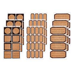 Cork Label Stickers, Self Adhesive Craft Stickers, for DIY Art Craft, Scrapbooking, Greeting Cards, Octagon Rectangle & Dialog, Tan, 13.6x6.6x0.04cm, Sticker: 30x14mm,  3bags/set