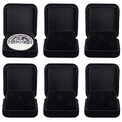 Fingerinspire 6 Stück schwarze Samt-Ausstellungenbox für Challenge-Münzen, 40 mm Einzelmünzen-Displayhalter, quadratische Samt-Medaillen-Aufbewahrungsboxen, Gedenkmünzen-Kapseln für Münzsammelzubehör