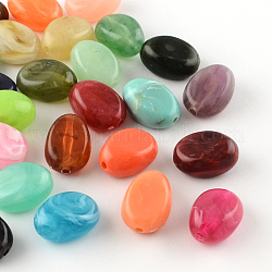 Abalorios de acrílico oval de piedras preciosas de imitación, color mezclado, 18x13x9.5mm, agujero: 2 mm, aproximamente 310 unidades / 500 g