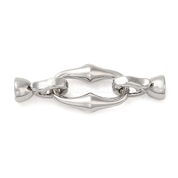 Brass Fold Over Clasps, Real Platinum Plated, Ring: 18x11.5x4.5mm, Clasp: 12x6.5x5.5mm