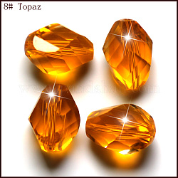 Perles d'imitation cristal autrichien, grade AAA, facette, Toupie, orange, 10x13mm, Trou: 0.9~1mm