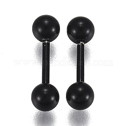 Pendientes de bola de 304 acero inoxidable, pendientes de cartílago con barra, electroforesis negro, 13.5x3mm, pin: 1 mm, 24 pares / set